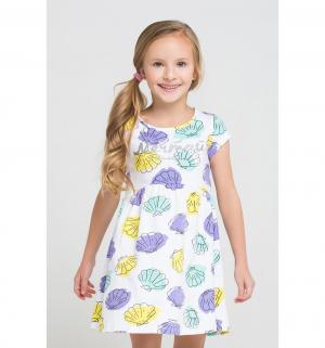 Платье  Волшебные ракушки, цвет: белый/фиолетовый Crockid
