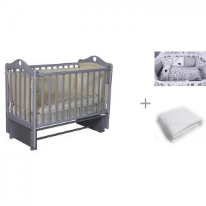 Детская кроватка  Каролина 3/5 универсальный маятник с комплектом AmaroBaby Good Night и одеялом Alis Антел