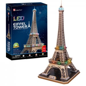3D пазл Эйфелева башня с Led-подсветкой 84 детали CubicFun