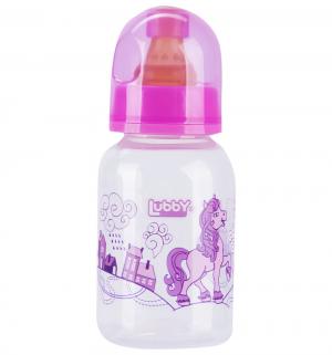 Бутылочка  Веселые животные полипропилен с рождения, 125 мл, цвет: розовый Lubby