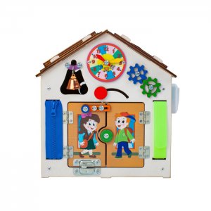 Развивающая игрушка  Бизиборд Домик со светом 29x27x26 см Iwoodplay