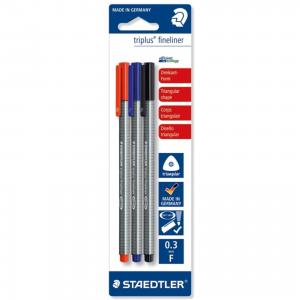 Капиллярная ручка Triplus Liner, синий, черный, красный, Staedtler