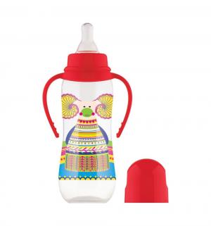 Бутылочка  Русские мотивы с соской полипропилен рождения, 240 мл, цвет: красный Lubby