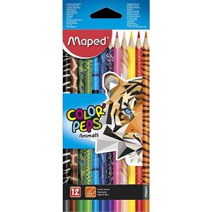 Набор цветных карандаей  Colorpeps Animals с декором, 12 цветов Maped. Цвет: разноцветный