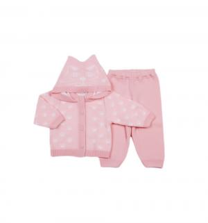 Комплект кофта/брюки  Киса, цвет: розовый/белый Уси-Пуси
