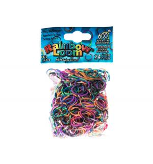 Набор цветных резиночек  для плетения резинки микс радужный 600 шт и 24 с-клипсы Rainbow Loom