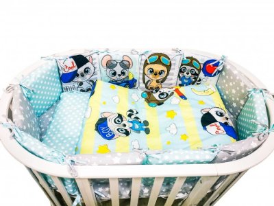 Комплект в кроватку  Малыши мальчики подушечки Вид 2 (17 предметов) Сонная сказка