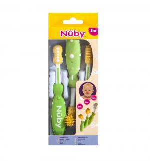 Набор зубных щеток , цвет: салатовый Nuby