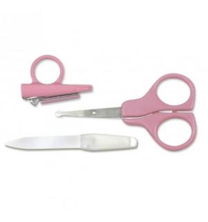 Маникюрный набор ножницы+кусачки+пилочка , цвет: розовый Сказка