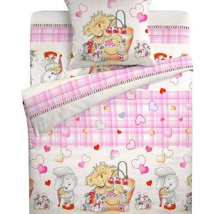 Комплект постельного белья в детскую кроватку Letto. Цвет: розовый