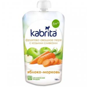 Пюре  яблоко-морковь с 6 месяцев, 100 г Kabrita