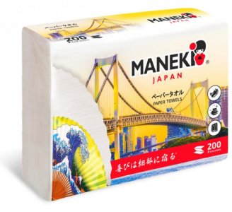 Полотенца бумажные листовые однослойные Dream Z-сложения 200 шт. Maneki