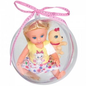 Набор игровой куколка Oly 13 см с собачкой в прозрачном шаре ВВ3884 Bondibon