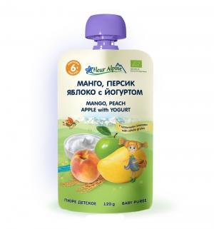 Пюре  Органик манго-персик-яблоко-йогурт с 6 месяцев, 120 г Fleur Alpine