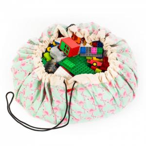 2 в 1: мешок для хранения игрушек и игровой коврик Фламинго Play&Go