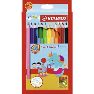 Набор цветных карандашей Stabilo Swans Jumbo, 12 цветов. Цвет: разноцветный