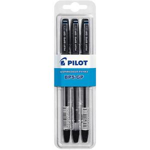 Шариковые ручки  0,7 мм 3 шт, чёрные Pilot. Цвет: черный