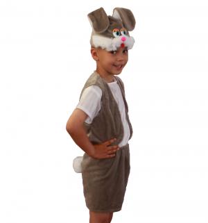 Карнавальный костюм  Зайчик шапка/жилет/шорты, цвет: серый Карнавалия