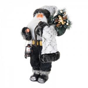 Дед Мороз в белой шубе с фонариком 61 см Maxitoys