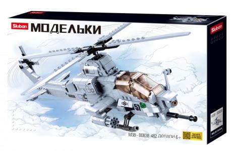 Конструктор  Ударный вертолёт (482 детали) Sluban