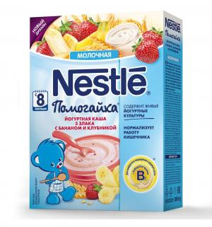 Каша  молочная 3 злака йогуртная с бананом и клубникой Помогайка 8 месяцев 200 г 1 шт Nestle