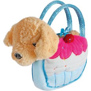 Мягкая игрушка  Щенок в сумочке-пирожное, 21 см, коричнево-голубая Fluffy Family. Цвет: blau/braun
