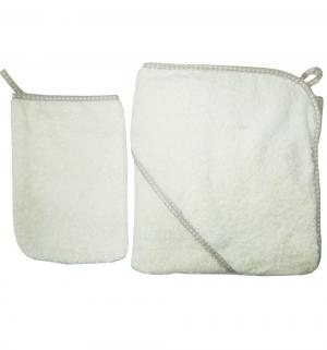 Комплект для купания полотенце с уголком/рукавичка , цвет: бежевый Папитто
