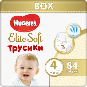 Трусики-подгузники  Elite Soft, р. 4, 9-14 кг, 84 шт Huggies