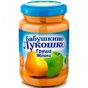 Пюре  в баночке яблоко-груша с 5 месяцев, 200 г Бабушкино лукошко