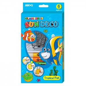 Набор витражных красок Тропические рыбки (6 мини витражей) Amos