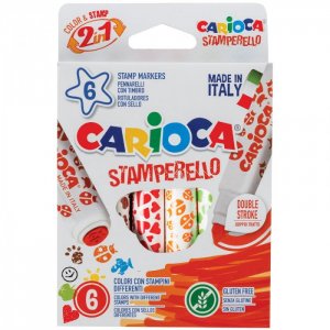 Фломастеры  штампы двусторонние Stamp Markers 6 цветов Carioca