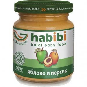 Пюре  Халяль яблоко с персиком 5 месяцев, 100 г Habibi