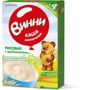 Каша  молочная Рисовая с пребиотиками 4 месяцев 200 г Винни
