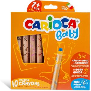 Набор восковых карандашей  Baby с точилкой, 10 цветов Carioca. Цвет: оранжевый
